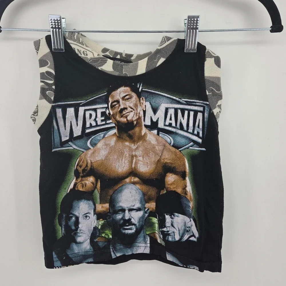 WWE Wrestling Wrestlemania Vintage Y2K Toddler Shirt Batista RVD Hogan Austin
